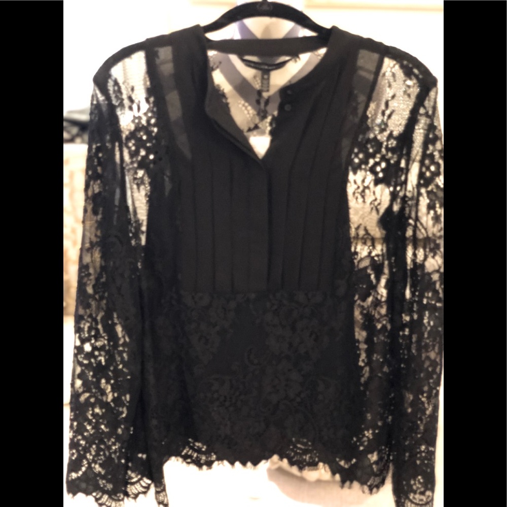 BNWT, size 12x black lace blouse with black camisole underneath.